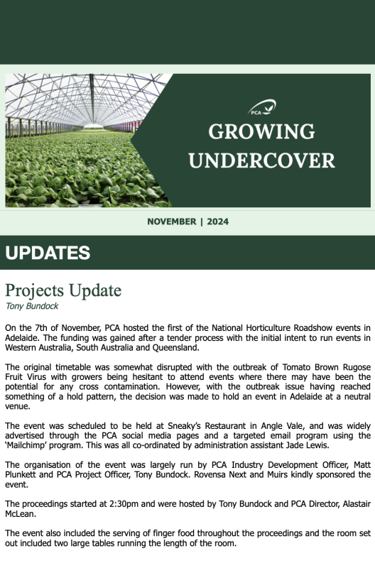 PCA Growing Undercover - September 2024